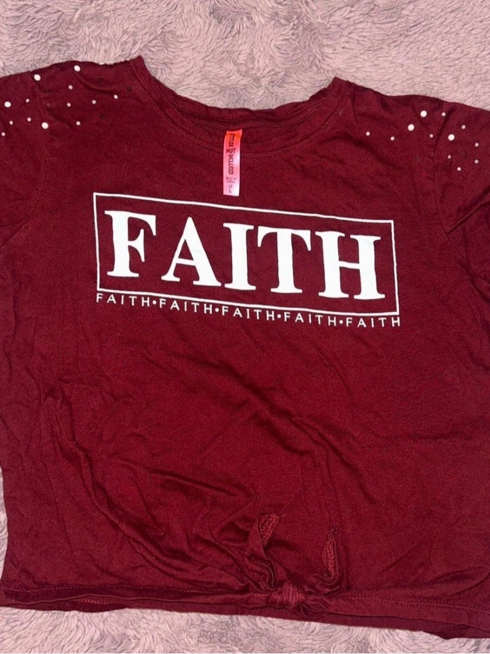 Kids 'FAITH' Graphic Tee in Burgundy - Youth Top